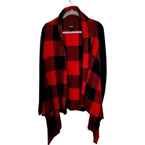 Torrid Buffalo Plaid Sweater/ Jacket size size 1x Red Black Heavyweight Cozy